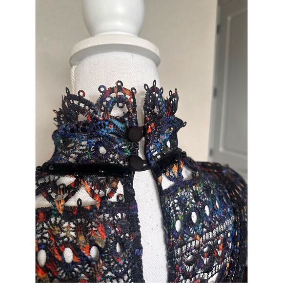 NEW Saloni Rio Velvet Trimmed Corded Lace Multicolored Dress perfect for holiday - Picture 8 of 12